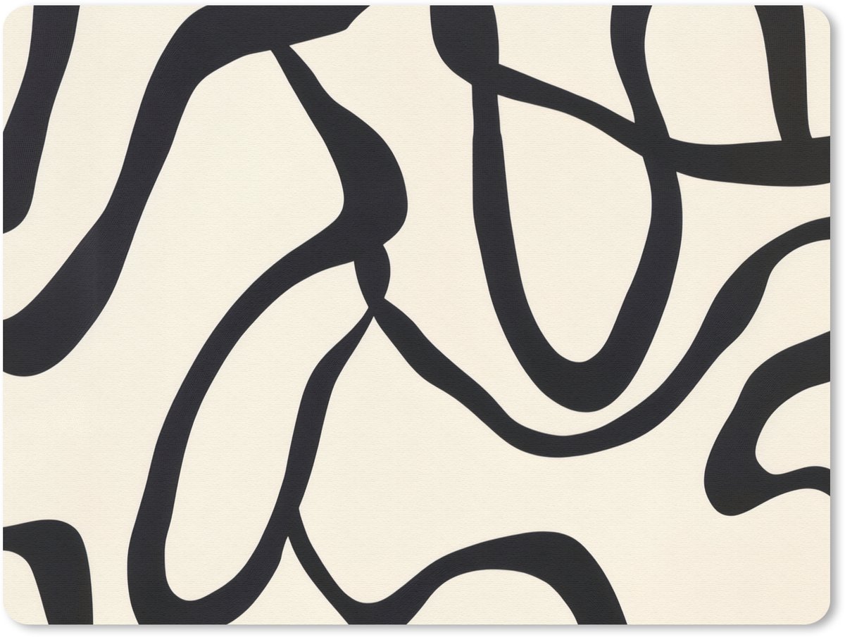 Muismat 23x19 cm - Mousepad Abstract - Lijnen - Modern - Beige - Muismatten