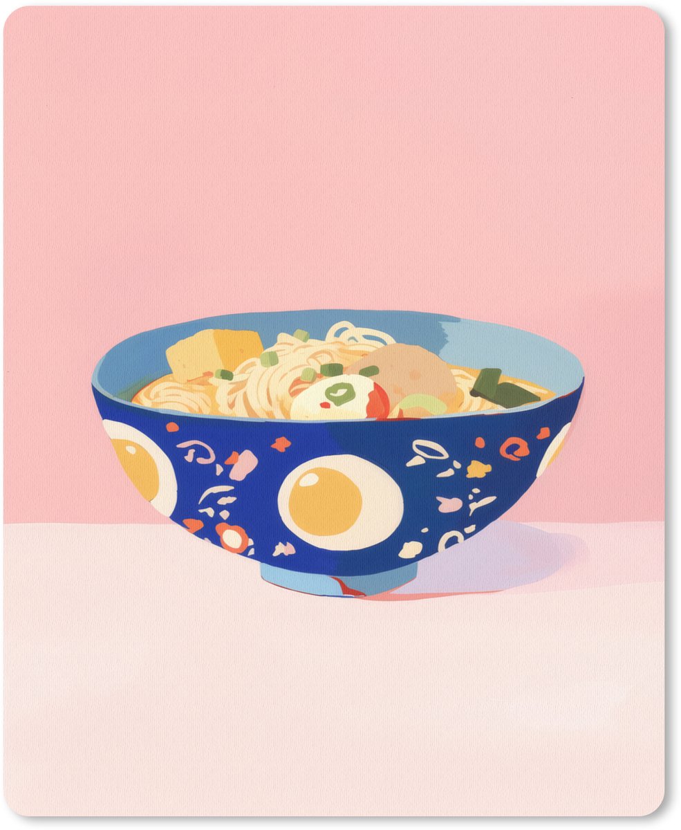 Muismat 19x23 cm - Mousepad Noodles - Kom - Blauw - Illustratie - Muismatten