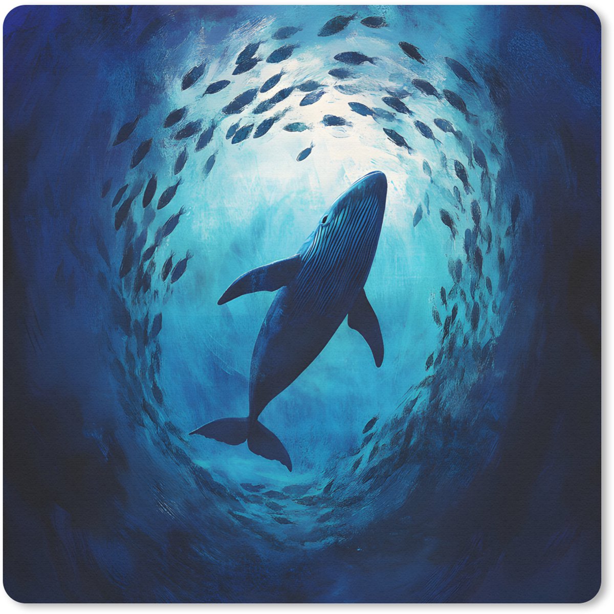 Muismat 20x20 cm - Mousepad Walvis - Vissen - Donkerblauw - Muismatten