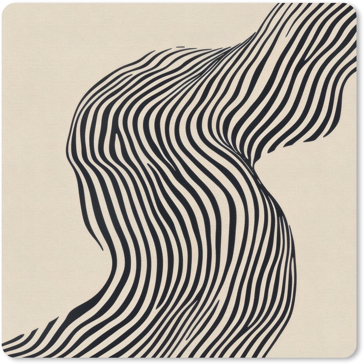 Muismat 30x30 cm - Mousepad Golvend - Lijnen - Abstract - Silhouet - Muismatten