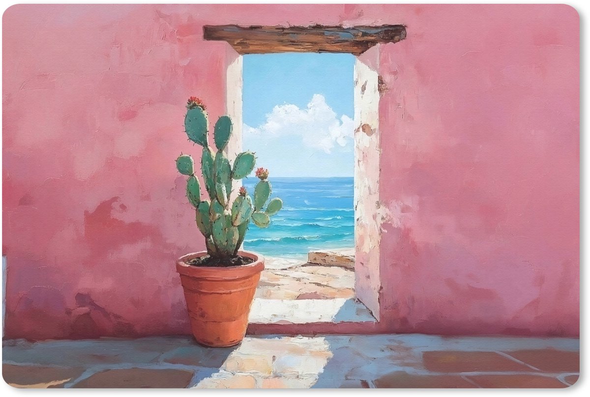 Muismat 27x18 cm - Mousepad Zee - Roze - Cactus - Muismatten