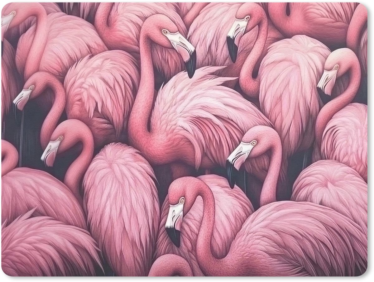 Muismat 23x19 cm - Mousepad Flamingo - Roze - Dieren - Muismatten