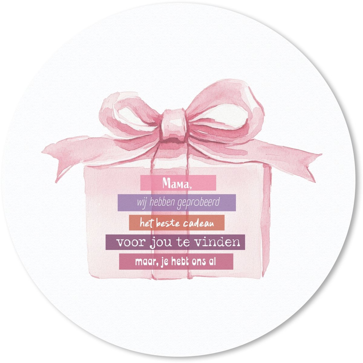 Muismat rond 50x50 cm - Mousepad Cadeau - Strik - Tekst - Roze - Ronde muismatten