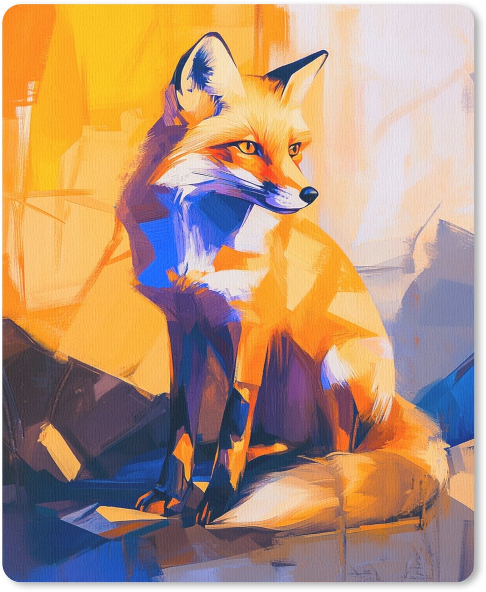 Muismat 19x23 cm - Mousepad Vos - Oranje - Vormen - Abstract - Muismatten