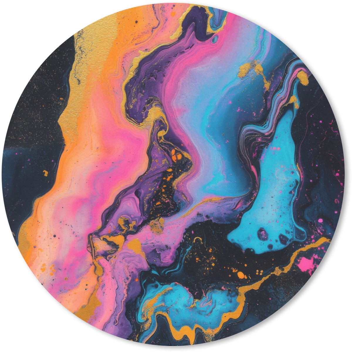 Muismat rond 40x40 cm - Mousepad Modern - Marmer print - Oranje - Ronde muismatten