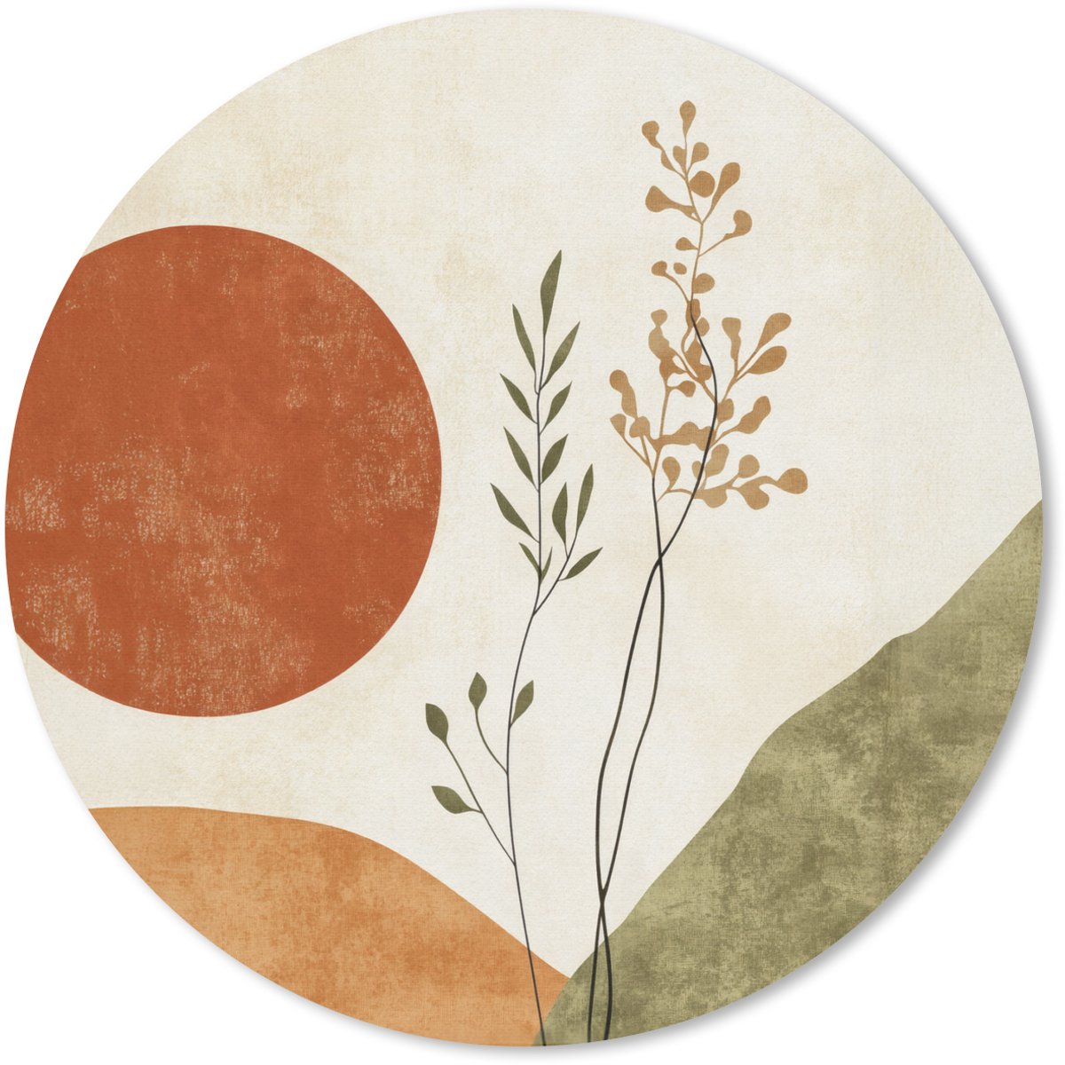 Muismat rond 40x40 cm - Mousepad Zon - Abstract - Takken - Oranje - Ronde muismatten