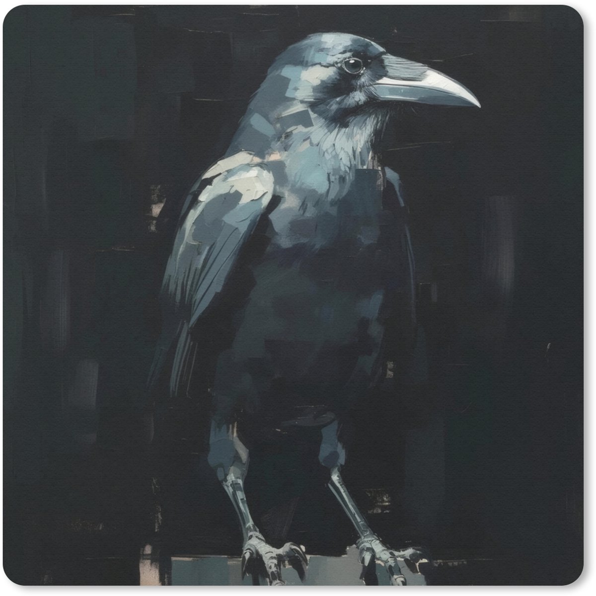 Muismat 20x20 cm - Mousepad Raaf - Vogels - Zwart - Muismatten