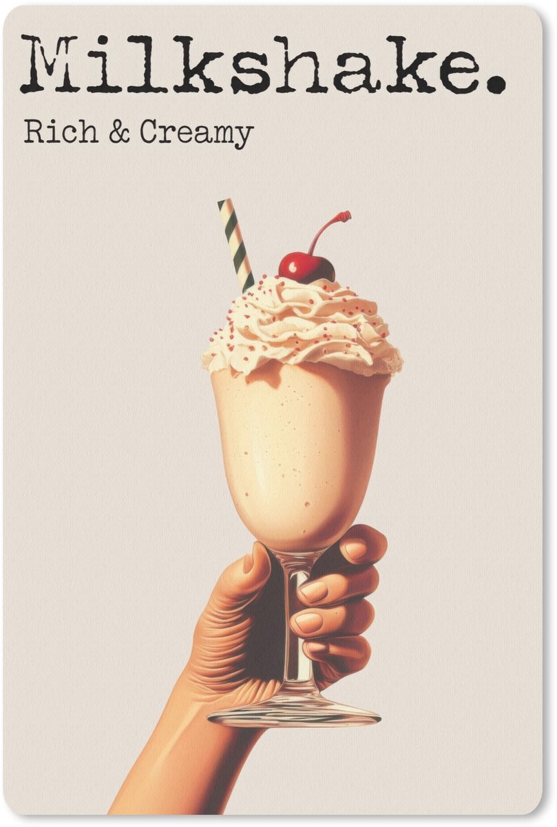 Muismat 18x27 cm - Mousepad Milkshake - Kers - Rietje - Muismatten