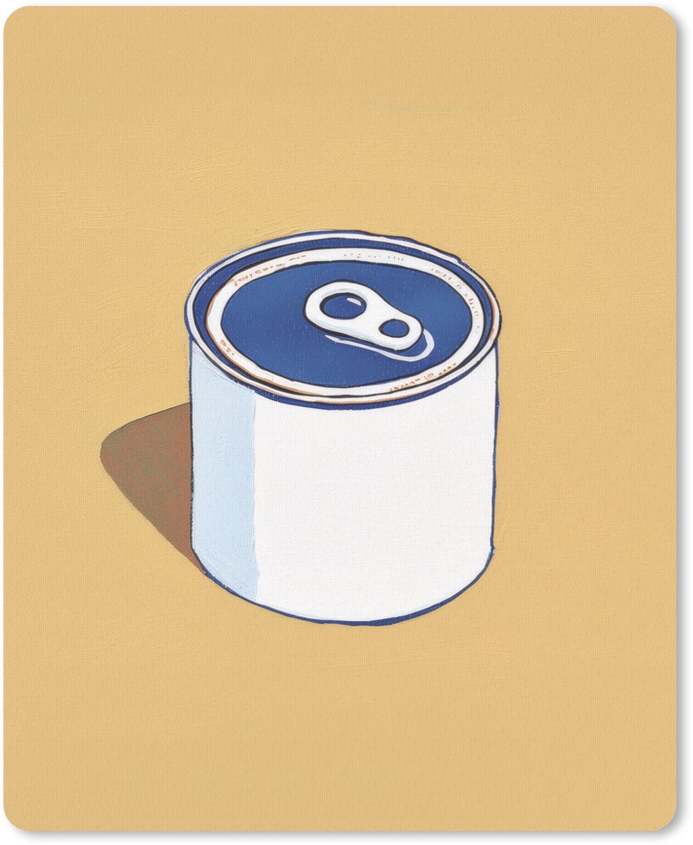 Muismat 19x23 cm - Mousepad Blikje - Minimalistisch - Blauw - Illustratie - Muismatten