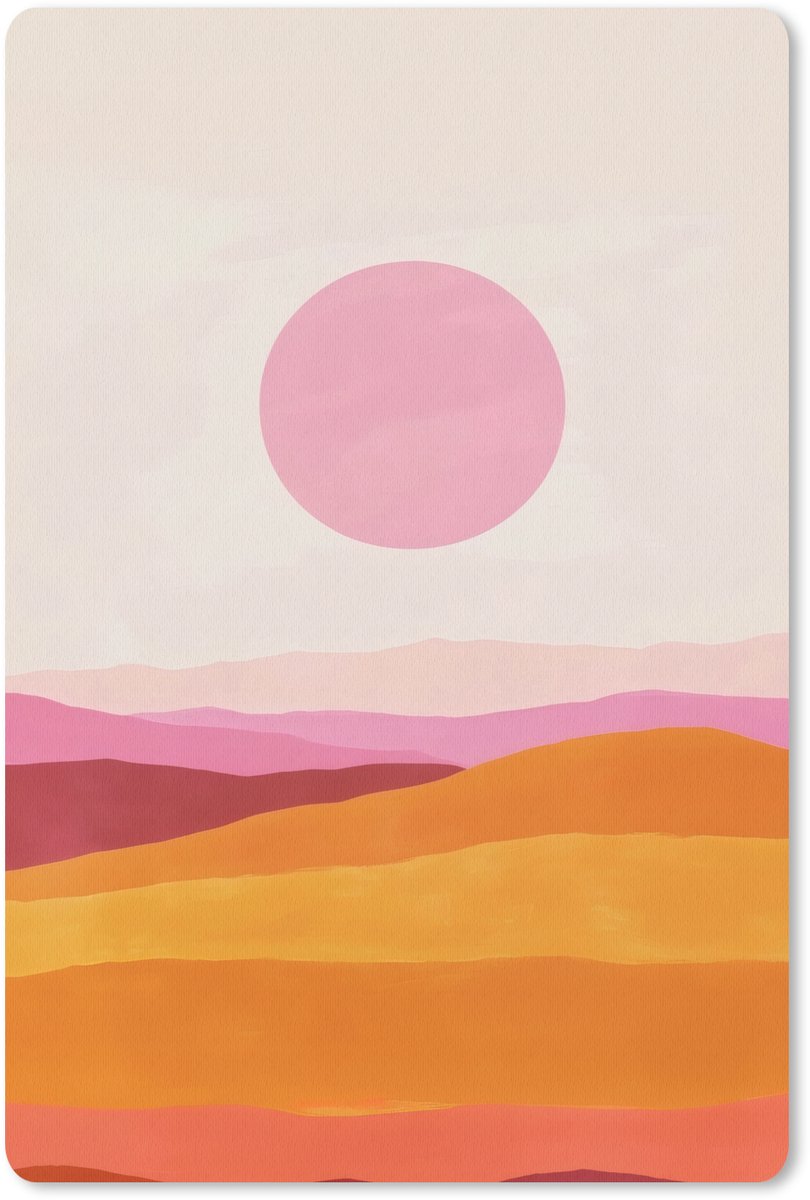 Muismat 18x27 cm - Mousepad Heuvels - Oranje - Zon - Abstract - Muismatten