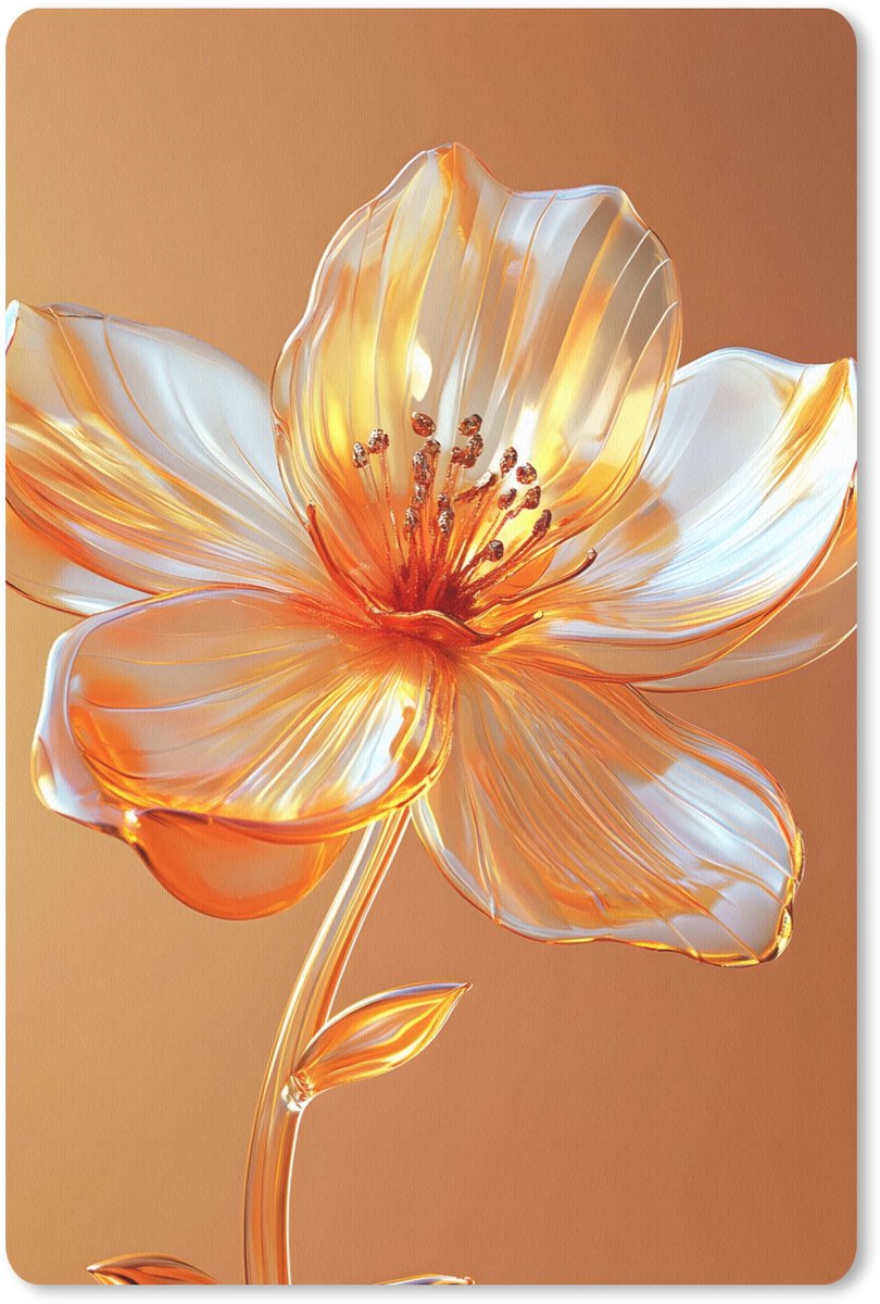 Muismat 18x27 cm - Mousepad Glazen - Bloem - Oranje - Muismatten
