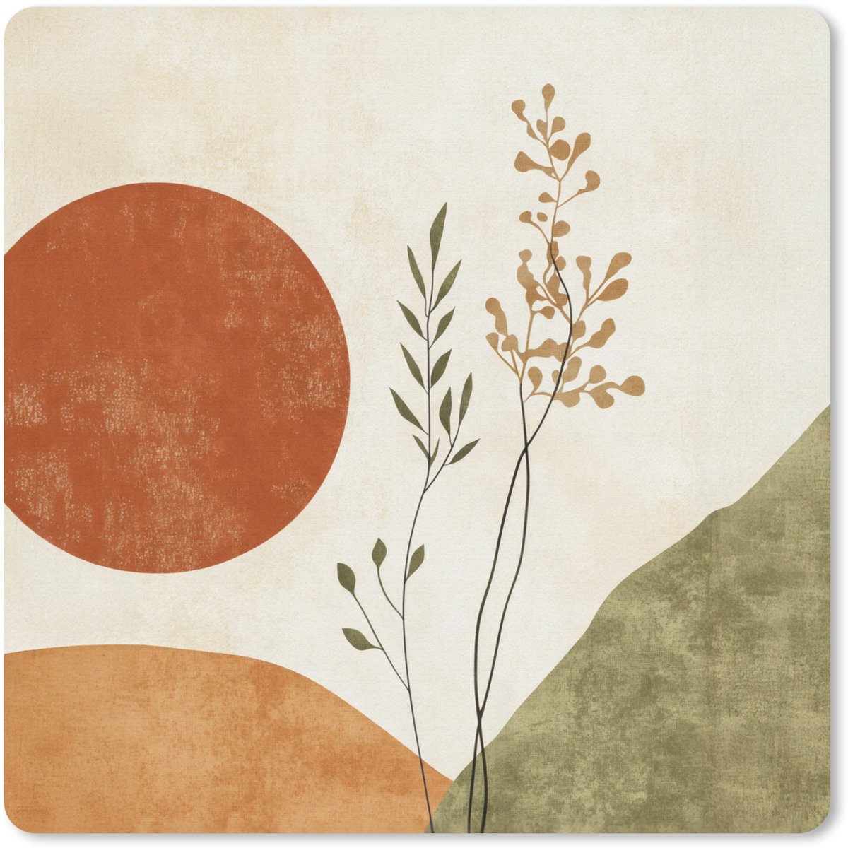 Muismat 20x20 cm - Mousepad Zon - Abstract - Takken - Oranje - Muismatten