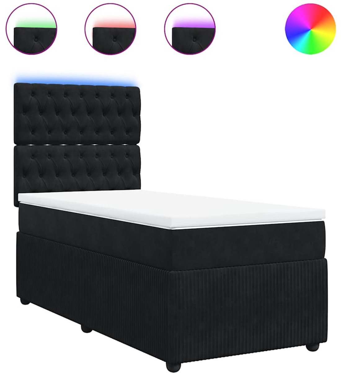 vidaXL - Boxspring - met - matras - fluweel - zwart - 100x200 - cm