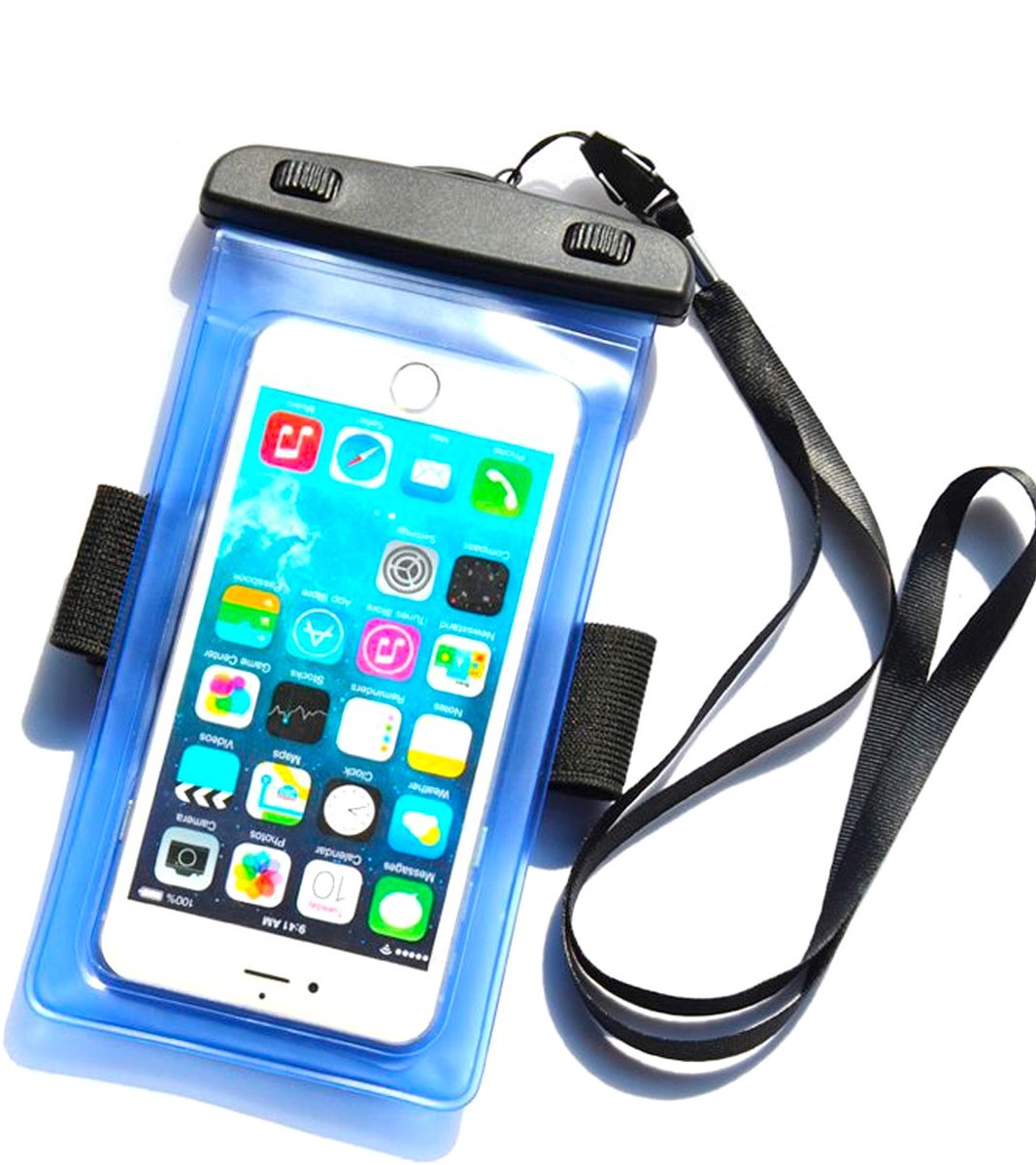 Waterdichte telefoonhoes met armband van PVC - Blauw
