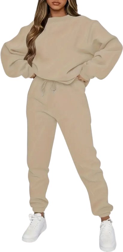 Survêtement Nivard Femme - Survêtement - Adultes - Capuche - Pantalon de Pantalons de jogging - Pantalon - Sweat à capuche - Beige - Taille M