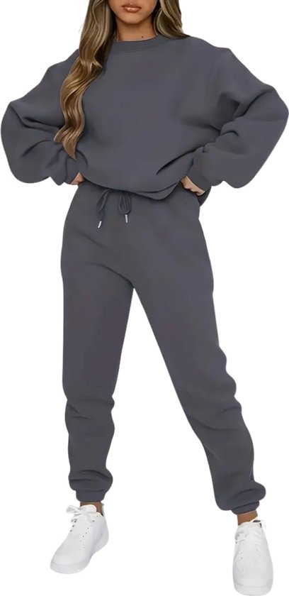 Survêtement Nivard Femme - Survêtement d'intérieur - Adultes - Capuche - Pantalon de Pantalons de jogging - Pantalon - Sweat à capuche - Grijs - Taille M