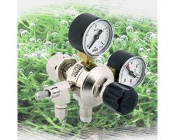 Oxyturbo MAJOR2 CO2 aquarium drukregelaar reduceerventiel, 2 manometers en naaldventiel met opsteekkoppeling, W21.8 flesaansluiting 365760