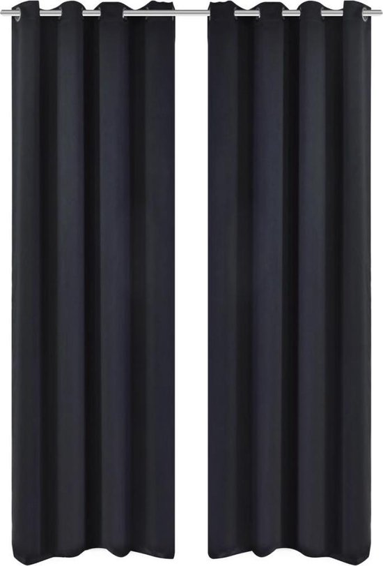 vidaXL Gordijnen met metalen ringen 135 x 245 cm 2 stuks (zwart) | bol.com