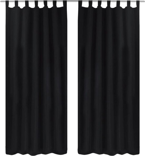 hebzuchtig zakdoek uitvoeren vidaXL Micro-Satijnen Gordijnen met Ringen 140 x 225 cm 2 stuks (Zwart) |  bol.com
