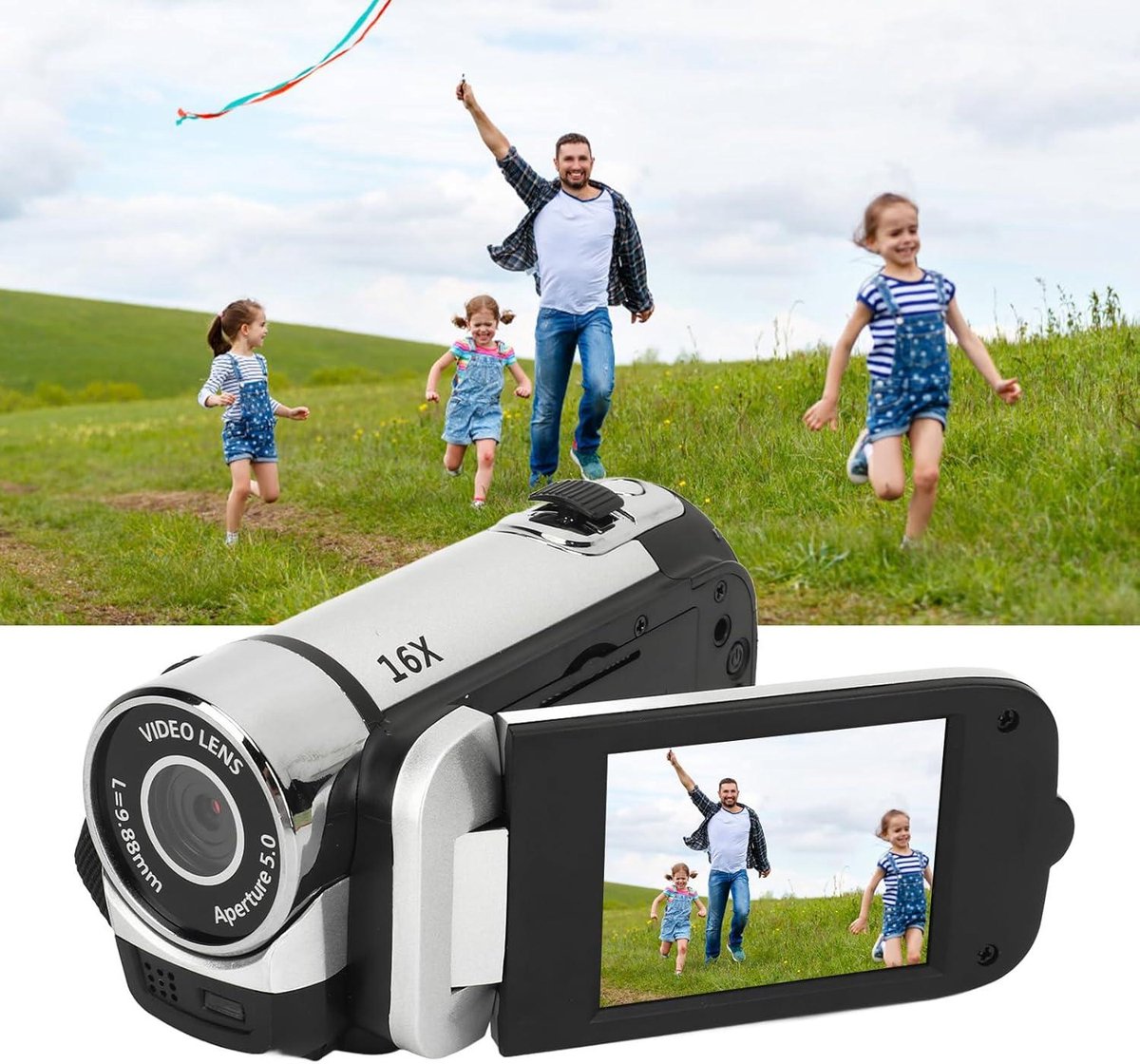 Digitale Camera Recorder D90 1080P 16X Digitale Zoom Videocamera met Vullicht 24 Inch LCD Draaibaar Scherm 32GB Vlogging Camera HD Video Opname Handycam Camcorder thumbnail 5