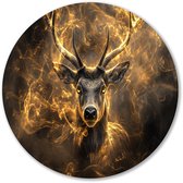 Vurige blik van een hert - Hert wandcirkels - Ronde muurdecoratie dieren - Surrealistisch - Dibond wandkunst rond - Kinderkamer wandkunst - muurcirkel aluminium 40x40 cm