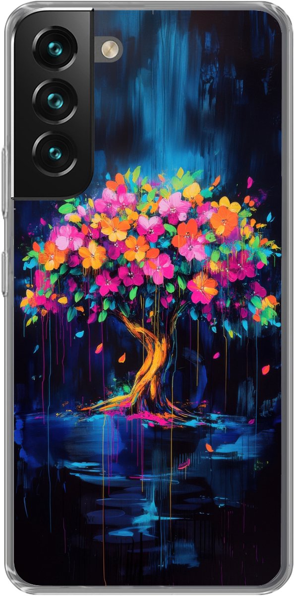 Telefoonhoesje Geschikt voor Samsung Galaxy S22 hoesje - Boom - Bloemen - Magisch - Gekleurde - Siliconen Telefoonhoesje Telefoonhoesje