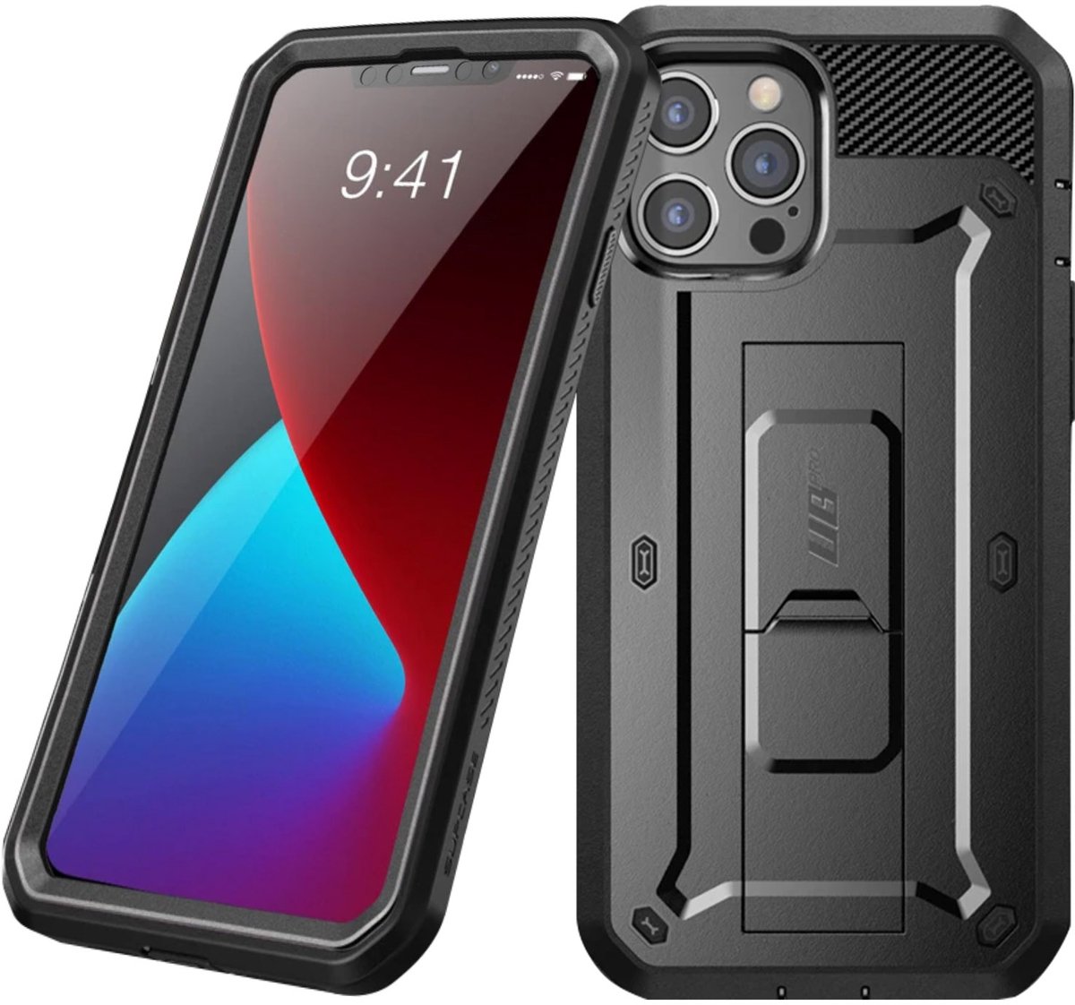 Supcase 360 Backcase hoesje met screenprotector Geschikt Voor iPhone 12 Pro Max Zwart