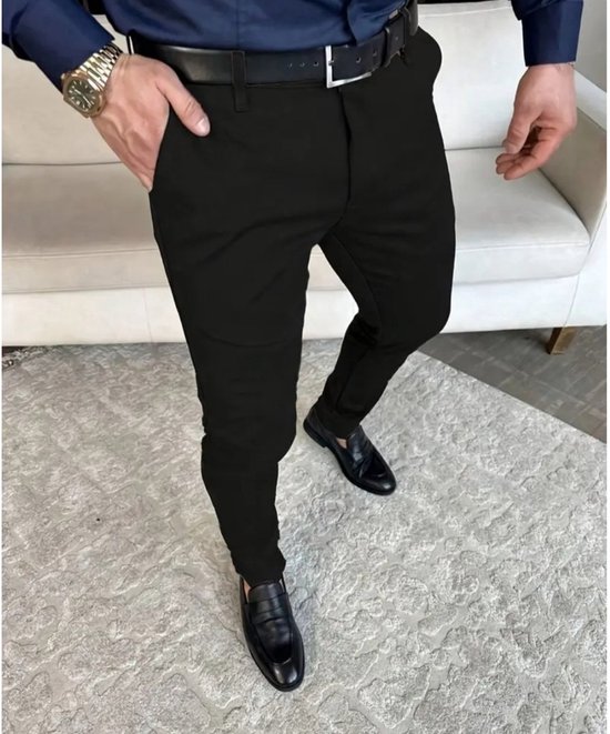 Zwart-witte gestreepte broek voor heren - pakbroek joggingstijl: slim-fit herenbroek comfortabele streetwear met knop wandelbroek comfortabele stoffen