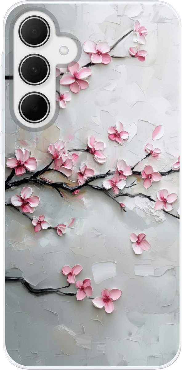 Telefoonhoesje Geschikt voor Samsung Galaxy A35 hoesje - Bloesem - Kunstzinnig - Roze - Sakura - Siliconen Telefoonhoesje Telefoonhoesje