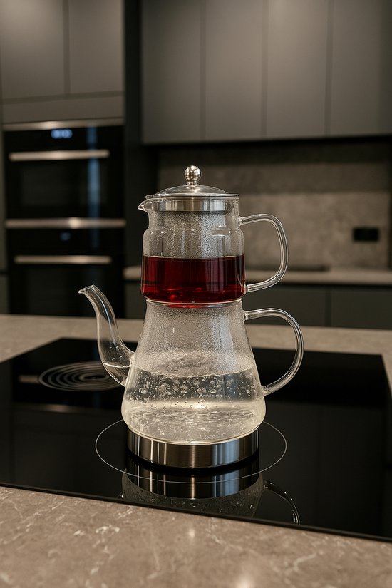 Luxe Glazen Turkse Theepot – 1,5 Liter – Geschikt voor Inductie