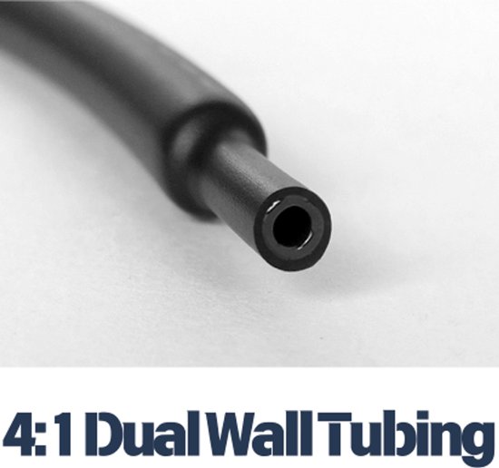 Gaine thermorétractable avec adhésif - 4:1 - 12 à 3 mm - 1 mètre - Zwart