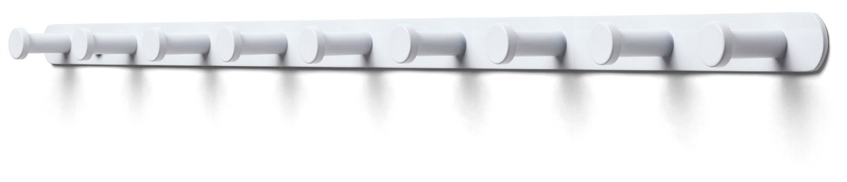 TOJ 9 Haaks Wandkapstok – 70cm - Muur / Wand Kapstok - Hangende Design Muurkapstok - Handdoekrek - RVS - Wit