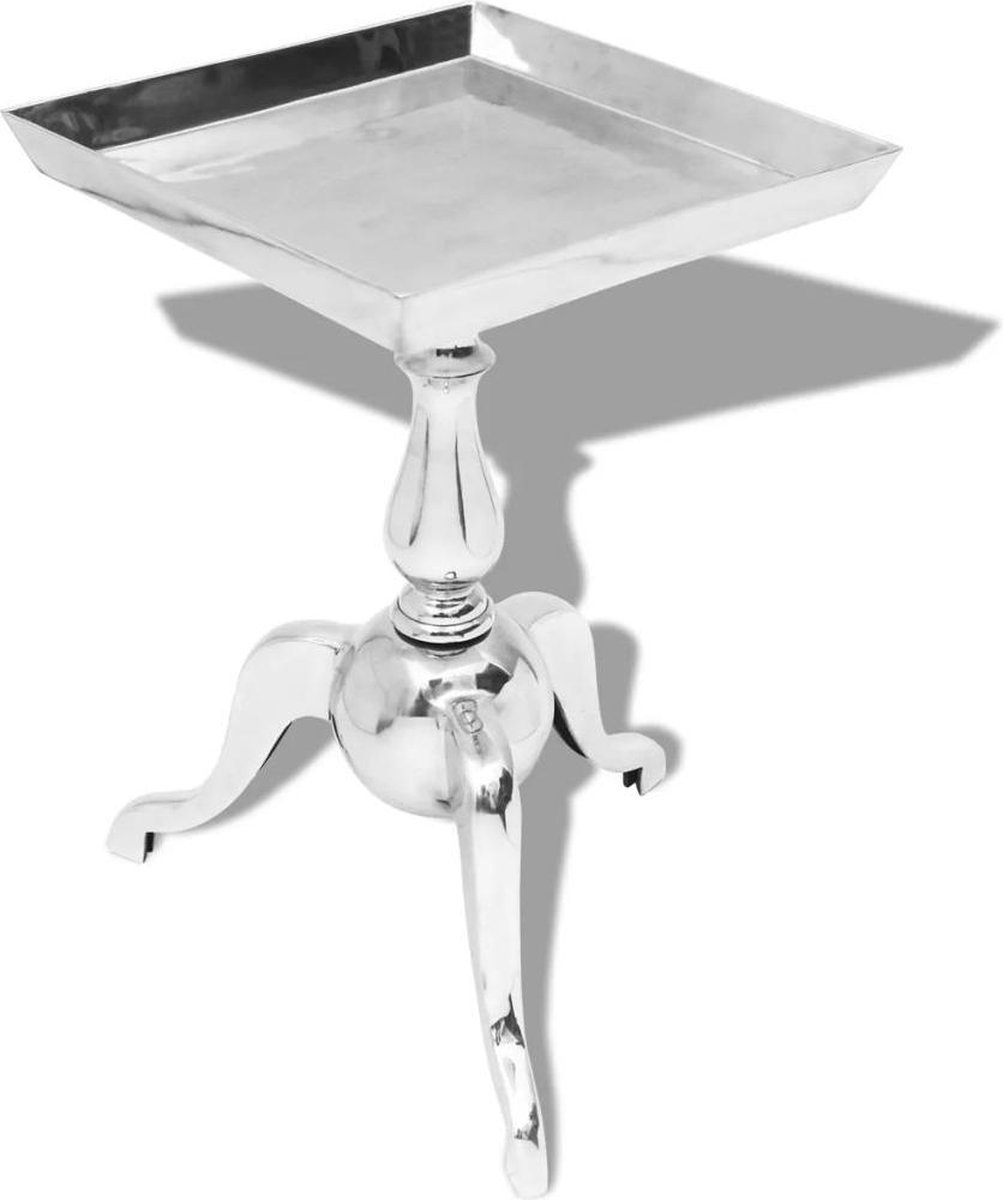 vidaXL Bijzettafel - vierkant - aluminium - zilver
