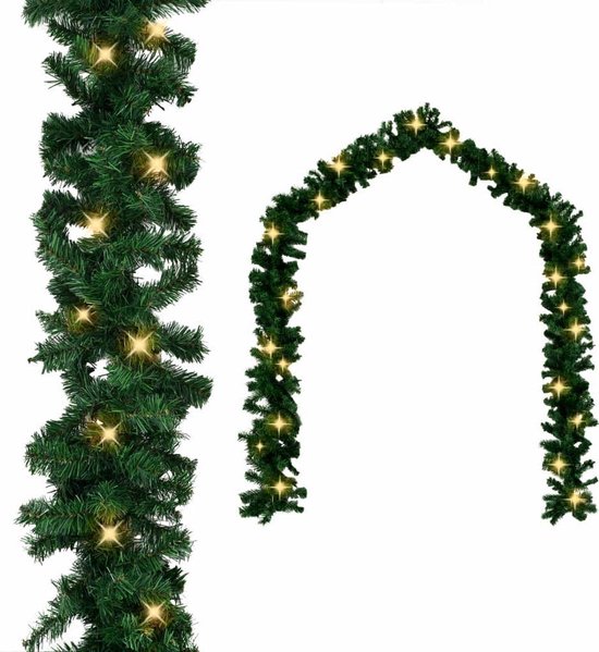 Kerstslinger met kerstballen en LED-lampjes 10 m PVC groen kopen