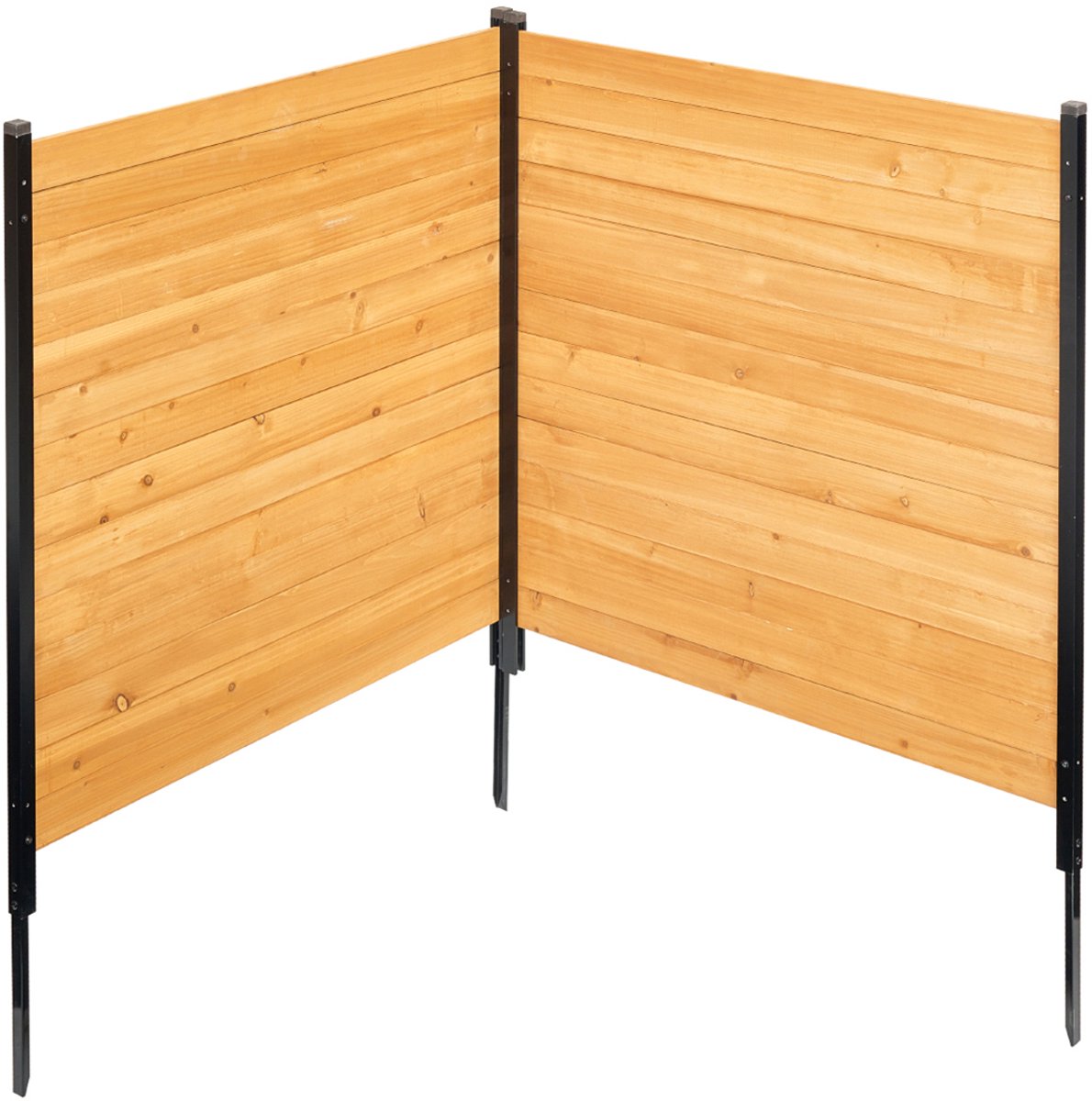Shanghaimuxinmuyeyouxiangongsi Houten Privacyhekwerk, 1100x982 Mm, 2 Panelen, Lamellenhekwerk voor Airco-Units, Zwembadafscheiding met metalen Palen, Afvalemmerafdekking voor Buiten Als Decoratief Element thumbnail 3