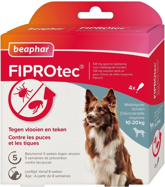 Beaphar Fiprotec Vlooien- en Tekenmiddel Hond 10-20 kg - 4 Pipetten