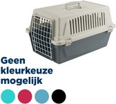 Ferplast Transportbox katze, Hundetransportbox kleine Hunde und Katzen bis 8 kg, Tür aus plastifiziertem Eisen, Lüftungsschlitze, 37 x 58 x H 32 cm, Hartschalen Transportbehälter ATLAS 20 EL, Hellblau