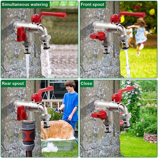 Robinet de jardin 1/2 - Avec adaptateur de tuyau d'arrosage - En laiton - Résistant au gel - Pour la maison et le jardin - Noir Robinet de jardin 1/2 - Avec adaptateur de tuyau d'arrosage - En laiton - Résistant au gel - Pour la maison et le jardin - Noir