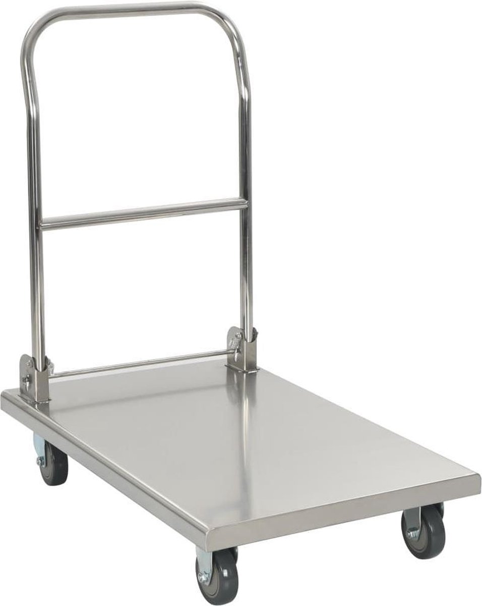 vidaXL - Platformwagen - 82x53x86 - cm - roestvrij - staal - zilverkleurig