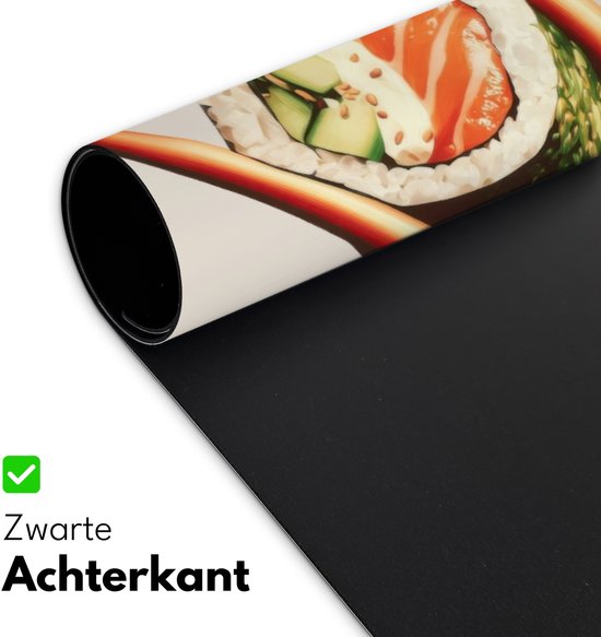 Bureau onderlegger 90x45 cm - Muismat Sushi - Zalm - Rijst - Japans - Bureaumat - Mousepad XXL - Bureau mat - Muismatten groot - Desk organizer - Bureaulegger