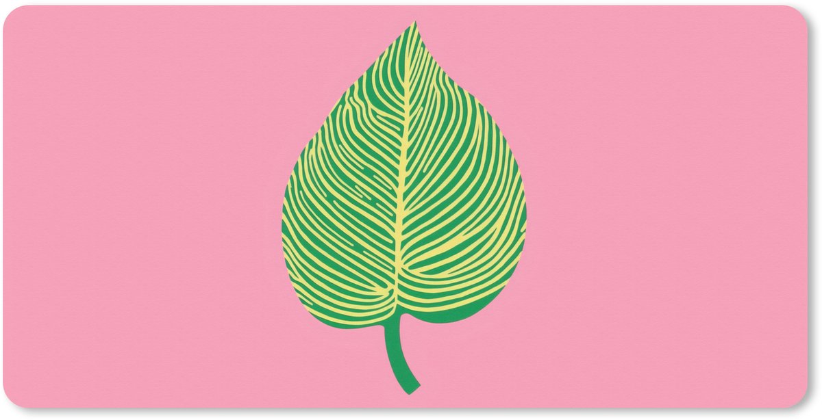 Muismat XXL 90x45 cm - Bureau onderlegger - Bureau mat Illustratie - Blad - Minimalistisch - Groen - Bureaumat - Gaming mousepad xl - Bureaulegger groot - Computer deskmat