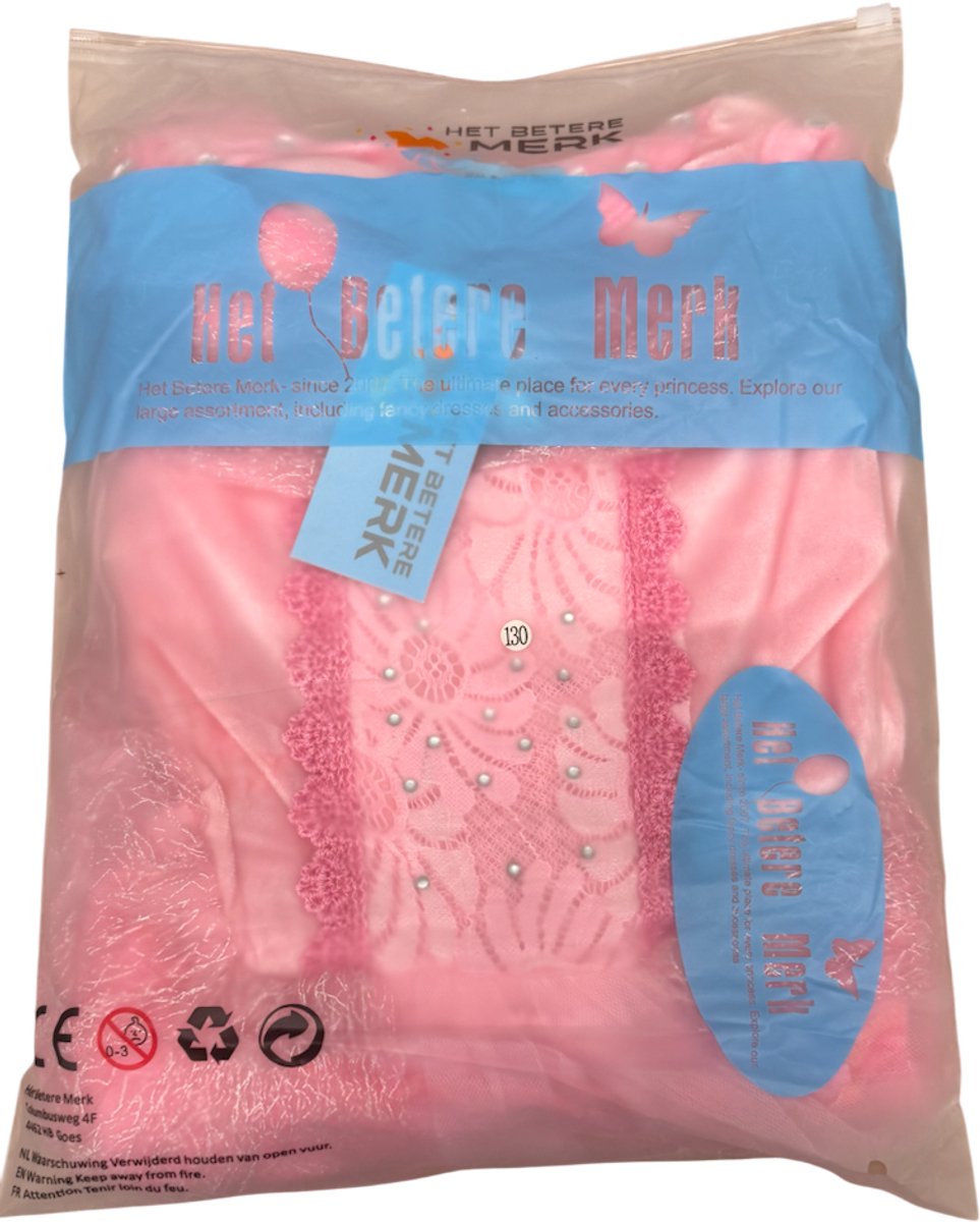 Het Betere Merk - Prinsessenjurk meisje - Roze vlinders - Verkleedkleren meisje - Maat 110/116 - Accessoires - Roze jurk - Carnavalskleding kinderen — afbeelding 4