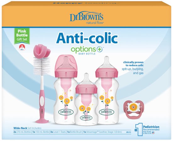 Dr. Brown's Options+ Anti-Colic Starterset - Brede halsfles - Roze van Dr. Brown's — afbeelding 4