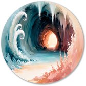 Mystieke kleuren in een grot - Mystiek rond schilderij - Rond wandpaneel grot - Surrealistisch - Industriële muurcirkel aluminium - Muurdecoratie slaapkamer - muurcirkel aluminium 60x60 cm
