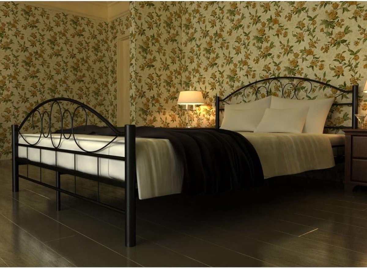 vidaXL Bed - met - matras - metaal - zwart - 180x200 - cm