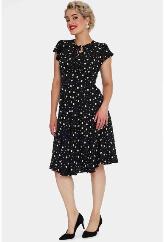Voodoo Vixen Polka Dot Flutter Sleeve Korte jurk XL Zwart bol