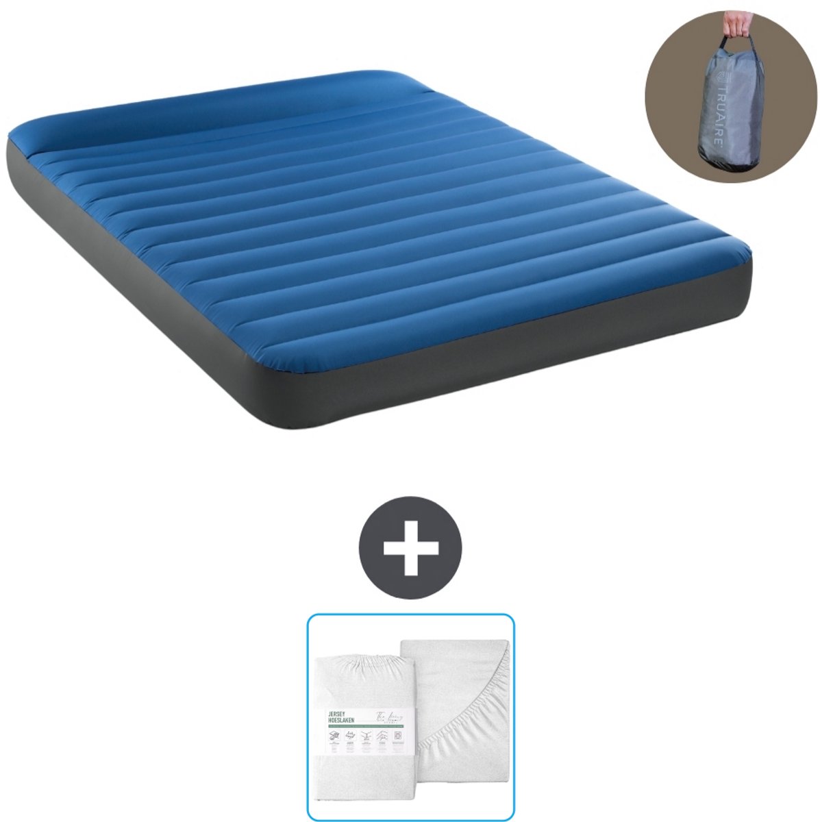 Intex Luchtbed - 2-Persoons - 152 x 203 x 22 cm - Blauw - Inclusief pomp en Hoeslaken
