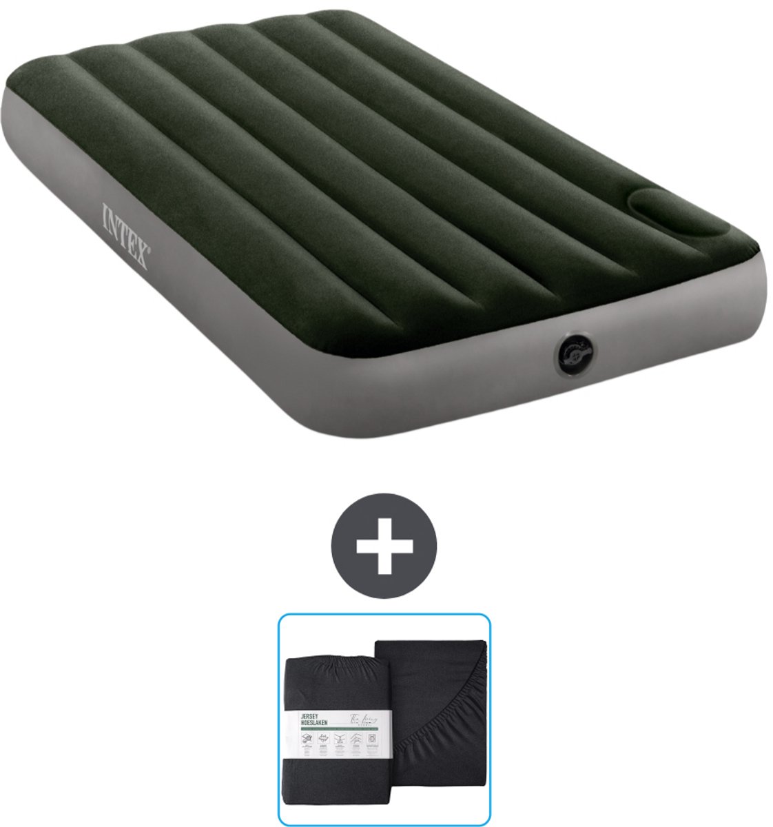 Intex Luchtbed - 1-Persoons - 99 x 191 x 25 cm - Groen - Inclusief en Hoeslaken
