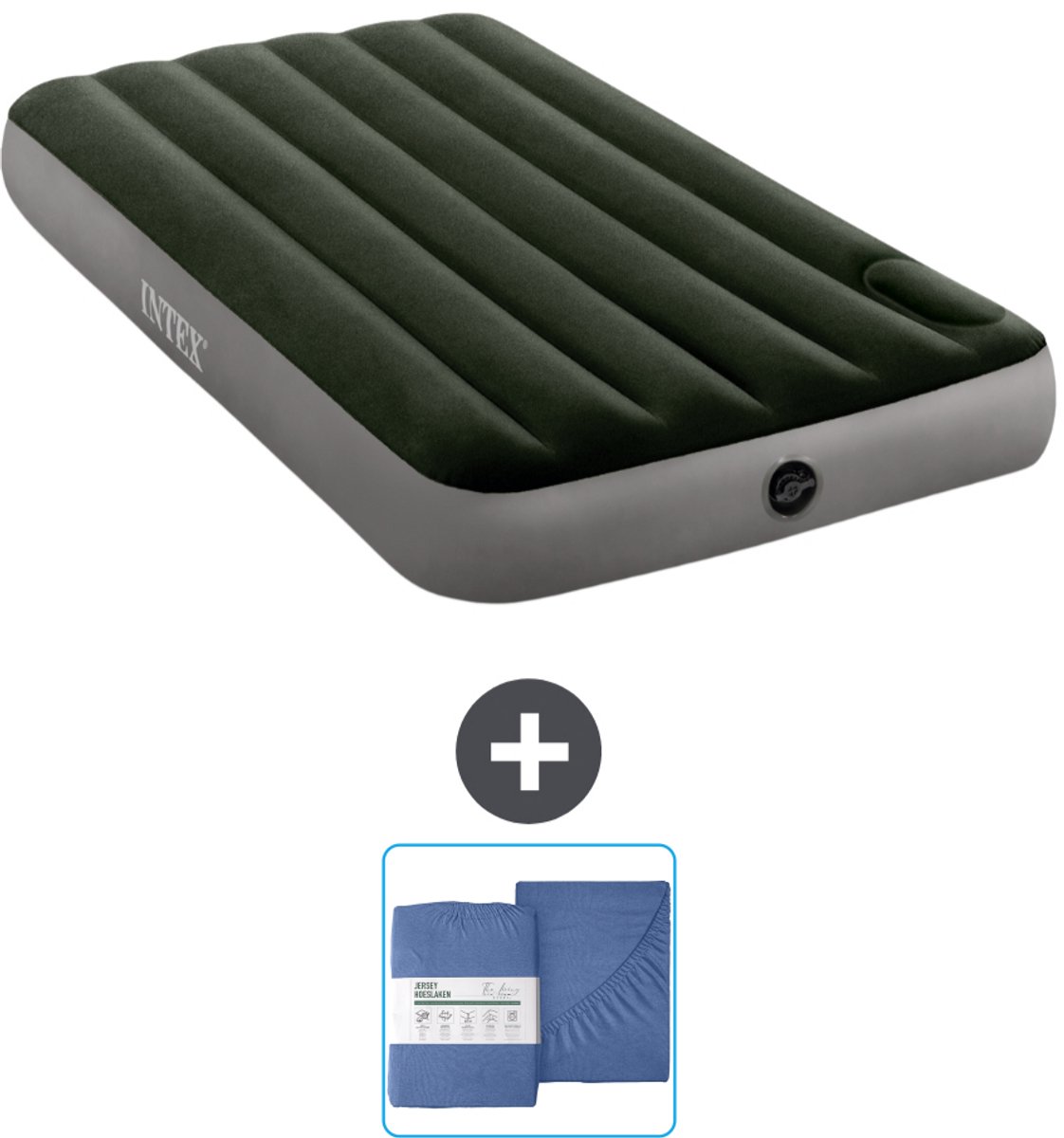Intex Luchtbed - 1-Persoons - 99 x 191 x 25 cm - Groen - Inclusief en Hoeslaken