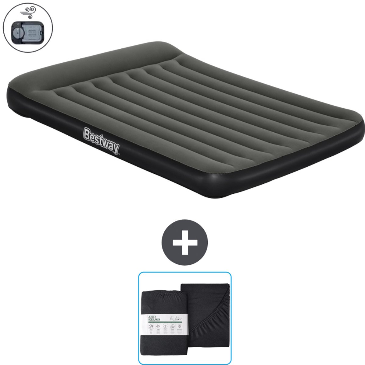 Bestway luchtbed - 2-Persoons - 152 x 203 x 30 cm - Groen - Inclusief pomp en Hoeslaken